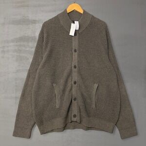 NEW Banana Republic Cardigan Sweater Brown Waffle Knit Button Front XXL